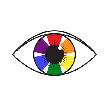 Vector illustration of rainbow colored eye. Flag of LGBT community inside eye Illustrazione stock