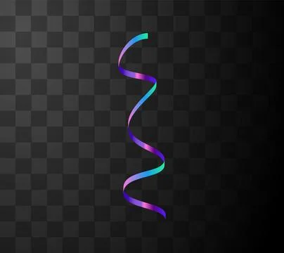 Vector illustration of rainbow swirled ribbon on transparent dark background. Stock Illustration