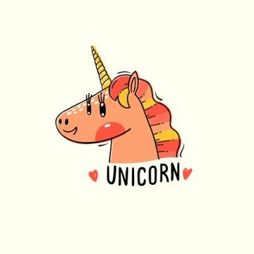Vector illustration of a Rainbow Unicorn head. Fashion kawaii animal. Can be Illustrazione stock