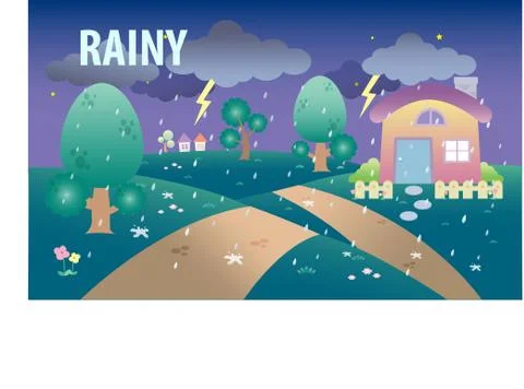 Vector illustration of Rainy Stock Illustration
