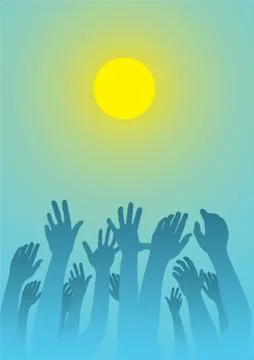 Vector illustration of raised hands Stock Illustration
