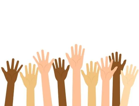 Vector illustration raised hands isolated on white background Stock Illustration