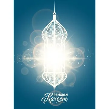 Vector illustration of ramadan kareem blue color greeting invitation template Ilustração Stock