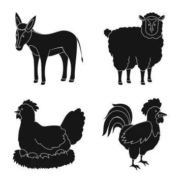 Vector illustration of ranch and organic logo. Collection of ranch and food Stock Illustration