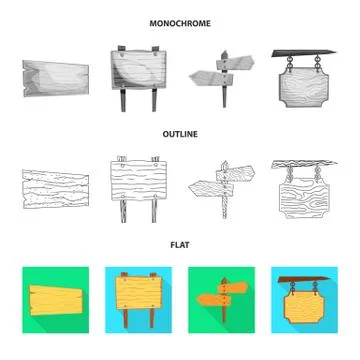 Vector illustration of raw and forest sign. Set of raw and hardwood stock vector Stock Illustration