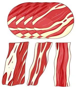 Vector Illustration of Raw Sliced Beef with Marbling Stock-Illustration