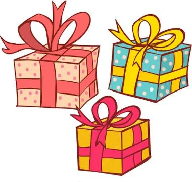 Vector illustration of a  rcolored gift packages Stock Illustration