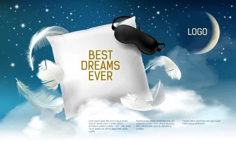 Vector illustration with realistic 3d square pillow with blindfold on it for the Stock Illustration