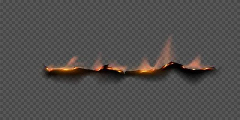 Vector illustration of realistic burnt paper edge with fire and charred edges. Stock Illustration