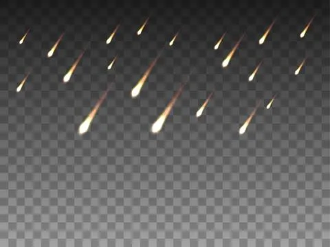 Vector illustration realistic falling meteor rain Stock Illustration