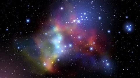 Vector illustration of a realistic galaxy in deep space with glowing stars and Illustrazione stock
