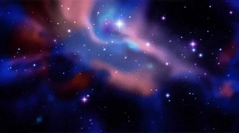 Vector illustration of a realistic galaxy in deep space with glowing stars and Stock Illustration