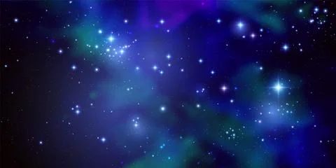 Vector illustration of a realistic galaxy in deep space with glowing stars and Illustrazione stock