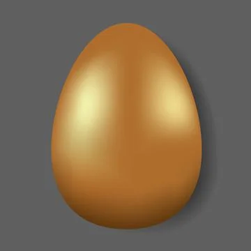 Vector illustration. Realistic golden egg, shadow. Fashionable Easter design. Stock Illustration