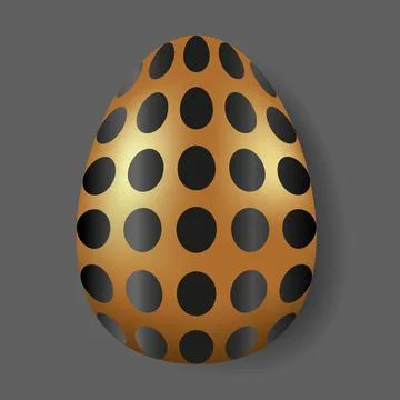 Vector illustration. Realistic golden egg, polka dots, shadow. Stock Illustration