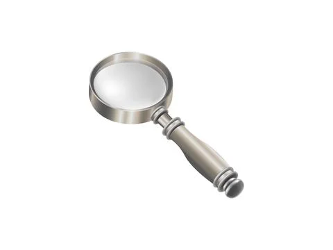 Vector illustration of realistic magnifying glass with transparent lens and h Stock Illustration