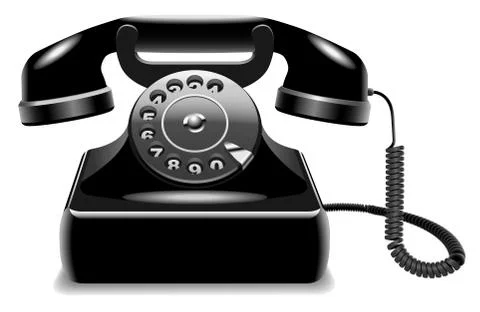Vector illustration of realistic outdated black telephone Stock Illustration