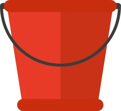 Vector illustration realistic red plastic bucket with a black handle and an Stock Illustration