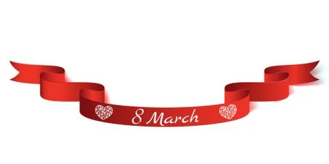 Vector illustration realistic ribbon on the topic 8 March International Women s Stock Illustration