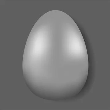 Vector illustration. Realistic silver, metallic egg, shadow. Stock Illustration