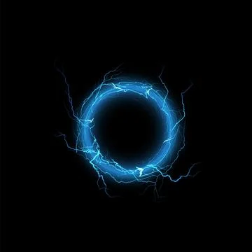 Vector illustration with realistic sparkling lightning bolts in a round frame Stockillustratie