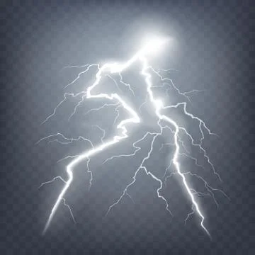Vector illustration of a realistic style of bright glowing lightning isolated on Stock-Illustration