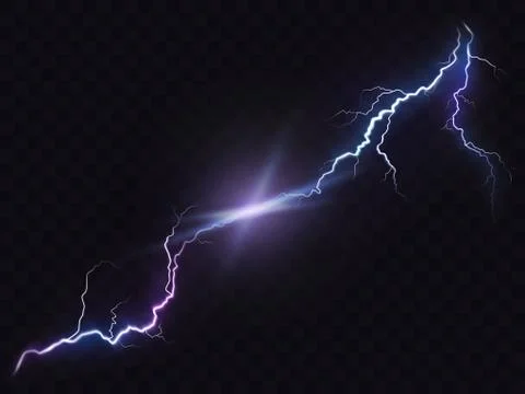 Vector illustration of a realistic style of bright glowing lightning isolated on Illustrazione stock