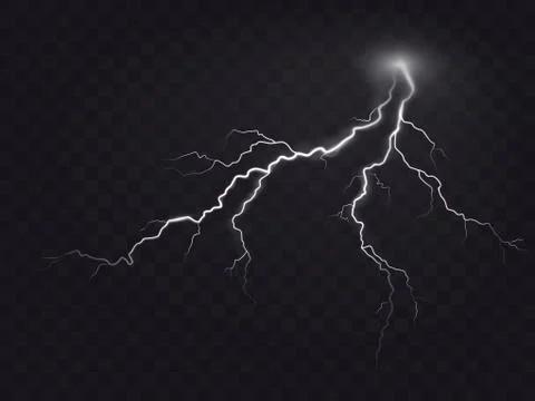 Vector illustration of a realistic style of bright glowing lightning isolated on Illustrazione stock