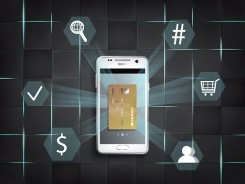 Vector illustration in a realistic style the concept of mobile payments using Stock Illustration