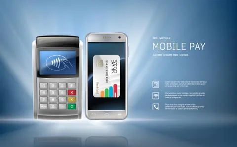 Vector illustration in a realistic style the concept of mobile payments using Stock Illustration