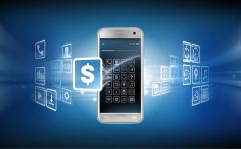 Vector illustration in a realistic style the concept of mobile payments using Stock Illustration