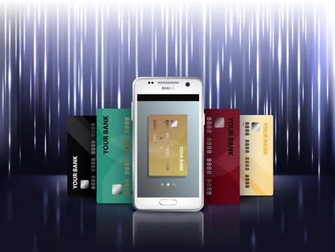 Vector illustration in a realistic style the concept of mobile payments using 스톡 일러스트