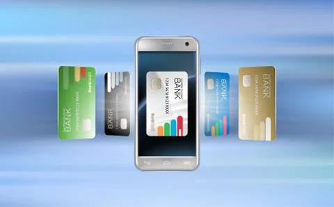 Vector illustration in a realistic style the concept of mobile payments using Stock Illustration
