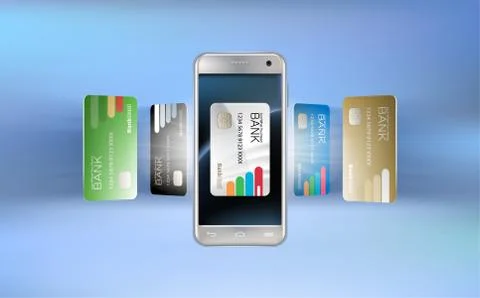 Vector illustration in a realistic style the concept of mobile payments using Stock Illustration
