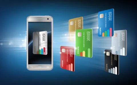 Vector illustration in a realistic style the concept of mobile payments using Stock Illustration