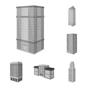 Vector illustration of realty and modern symbol. Set of realty and building Ilustración de archivo