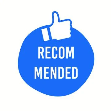 Vector Illustration Recommended Label With Thumbs up. Modern Web Banner Element. Stock Illustration