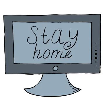 Vector illustration recommending staying home from the tv screen in the news Stock Illustration