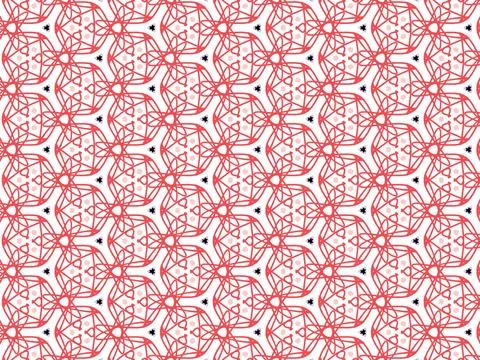 Vector Illustration of Red Abstract Mandala or Ikat Texture Seamless Pattern Stock Illustration