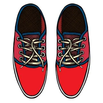 Vector illustration red and blue sports sneakers Stock Illustration