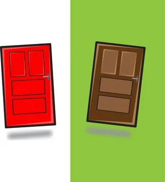 Vector illustration of red and brown door. Stock Illustration