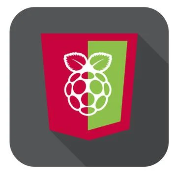 Vector illustration of red and green html5 shield with white raspberry shape Stock Illustration
