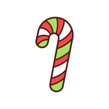 Vector illustration of red and green candy cane isolated on a white background Stock Illustration