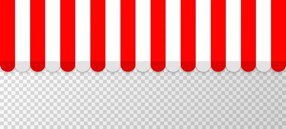 Vector illustration of red and white striped canopy awning for shop or cafe Ilustración de archivo