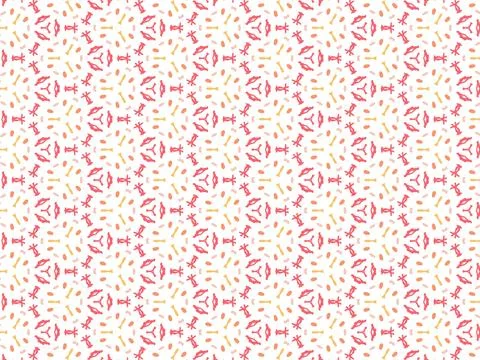 Vector Illustration of Red and Yellow Abstract Mandala or Ikat Texture Seamle Stock Illustration