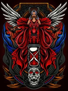 Vector illustration of red angel Stock Illustration