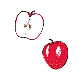 Vector illustration of a red Apple on a white isolated background. Stock Illustration