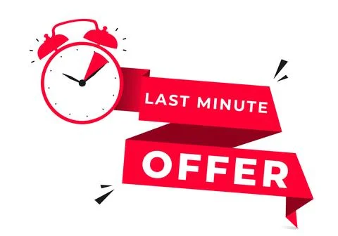 Vector illustration red button sign last minute offer, flat modern label Stock Illustration