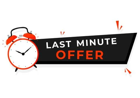 Vector illustration red button sign last minute offer, flat modern label Stock Illustration