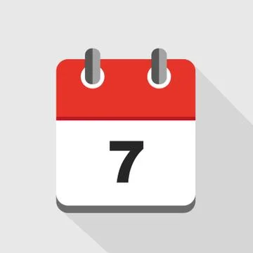 Vector illustration of red calendar 7 icon 스톡 일러스트